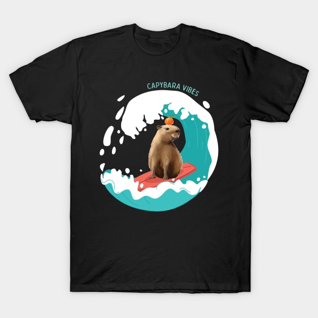 Capybara Vibes Beach Waves Capybara Wildlife Animal Capybara T-Shirt by Msafi